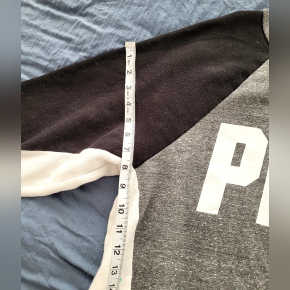 PINK Gray/Black/White Sweatshirt. Used/Fair Condition. Sz Small. - Picture 10 of 14